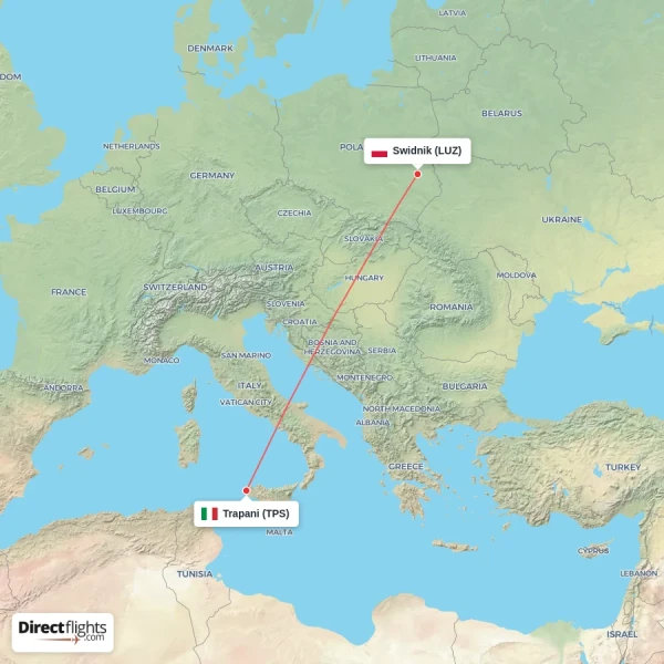 Swidnik - Trapani direct flight map