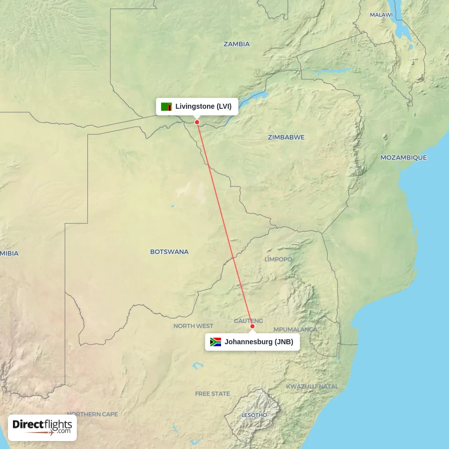 LVI - JNB route map
