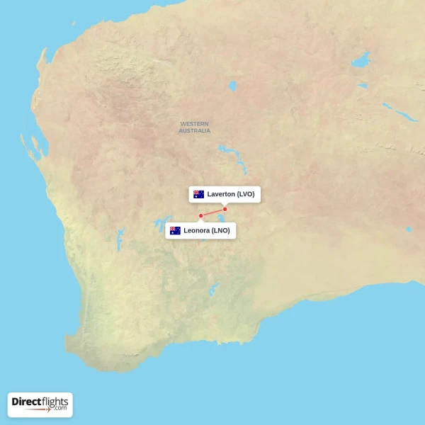 Laverton - Leonora direct flight map