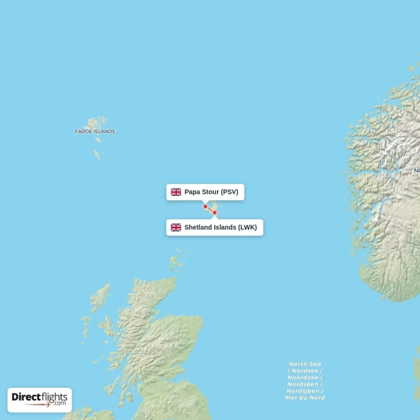 Shetland Islands - Papa Stour direct flight map