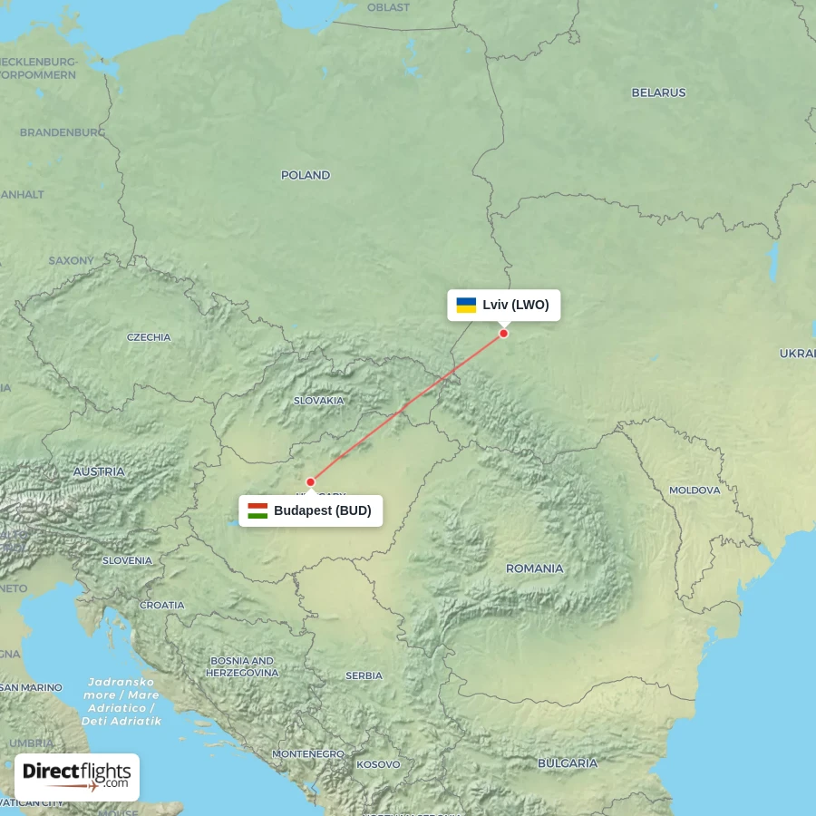 LWO - BUD route map