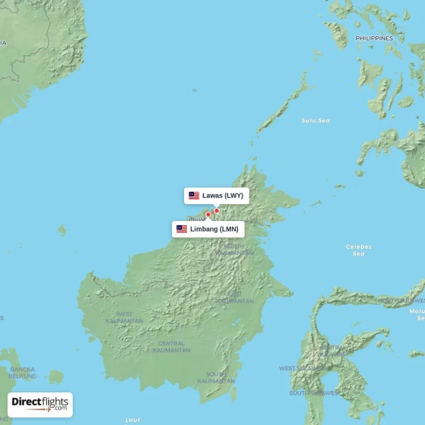 Lawas - Limbang direct flight map