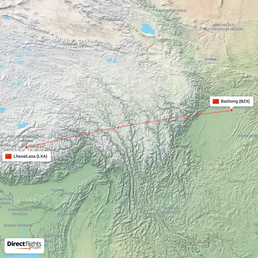 LXA - BZX route map