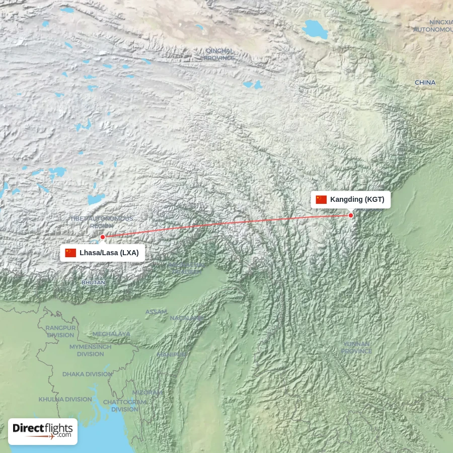 LXA - KGT route map