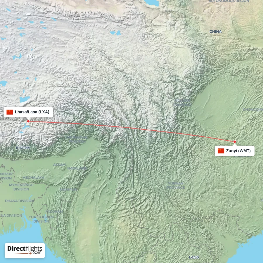 LXA - WMT route map