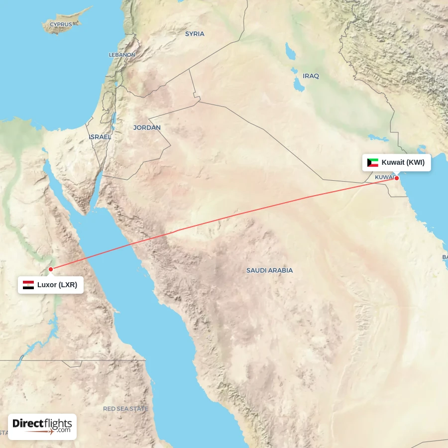 LXR - KWI route map
