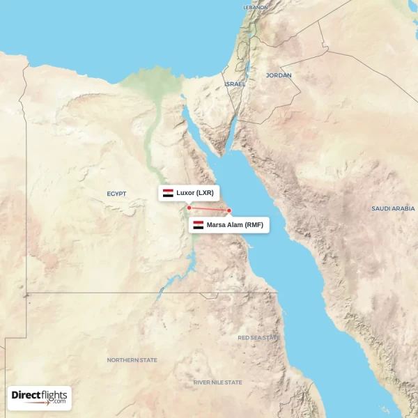 Luxor - Marsa Alam direct flight map