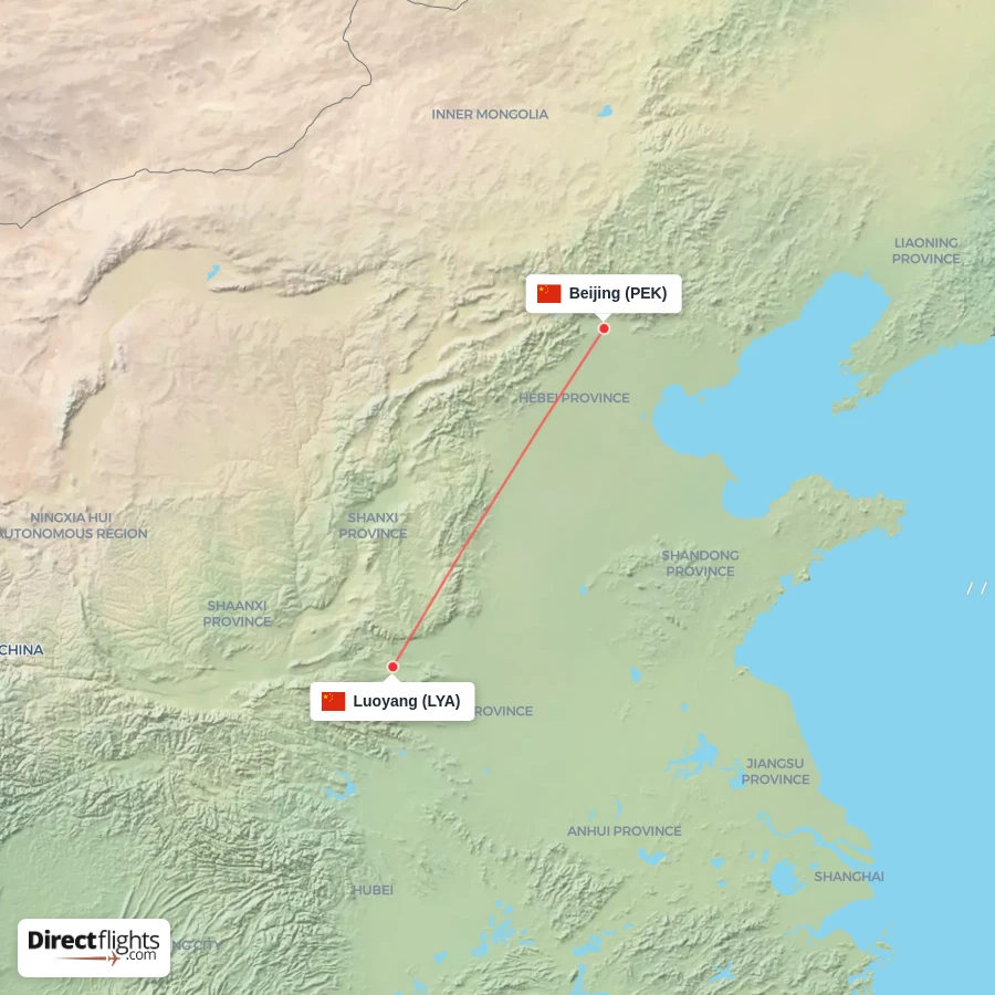 LYA - PEK route map