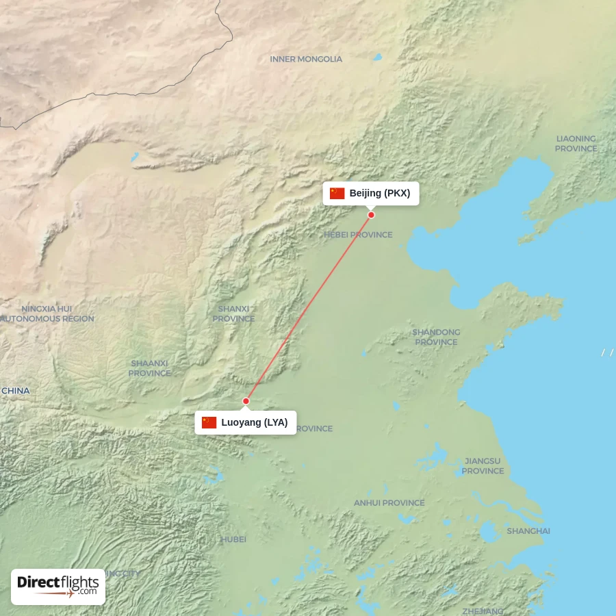 LYA - PKX route map