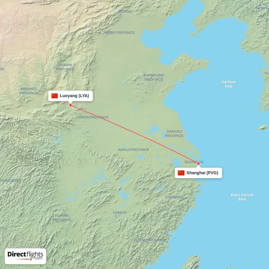 LYA - PVG route map