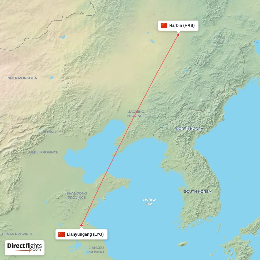LYG - HRB route map