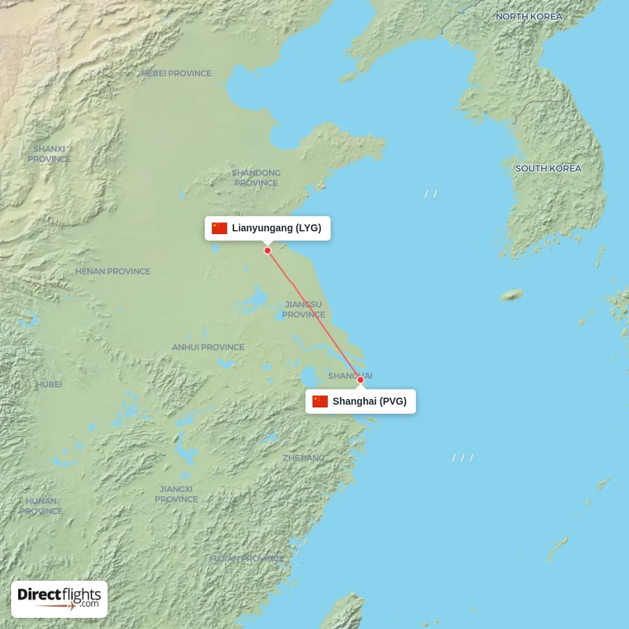 LYG - PVG route map