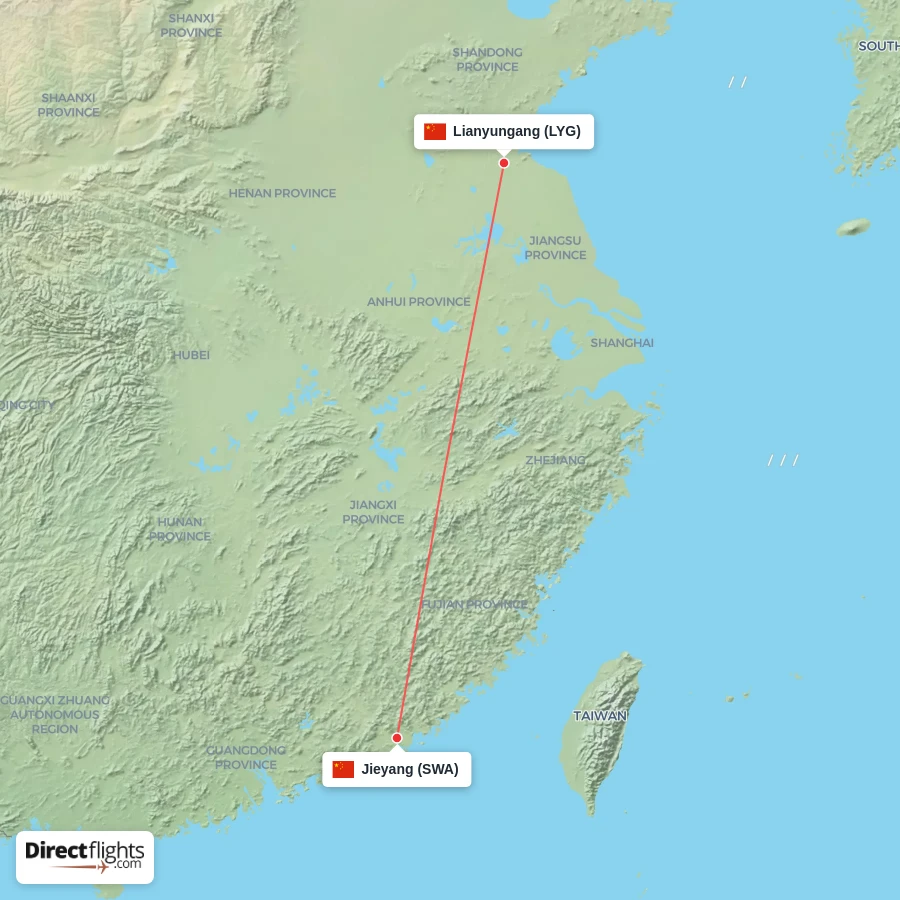 LYG - SWA route map