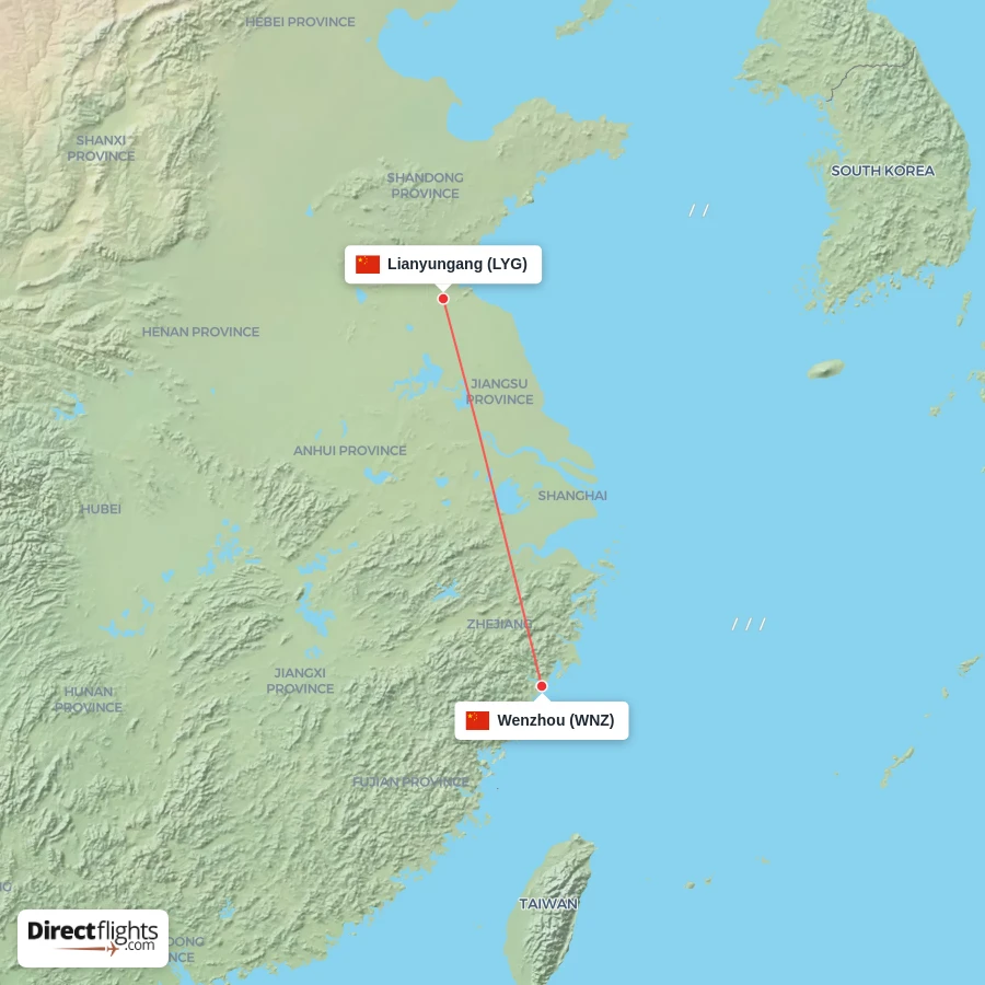LYG - WNZ route map