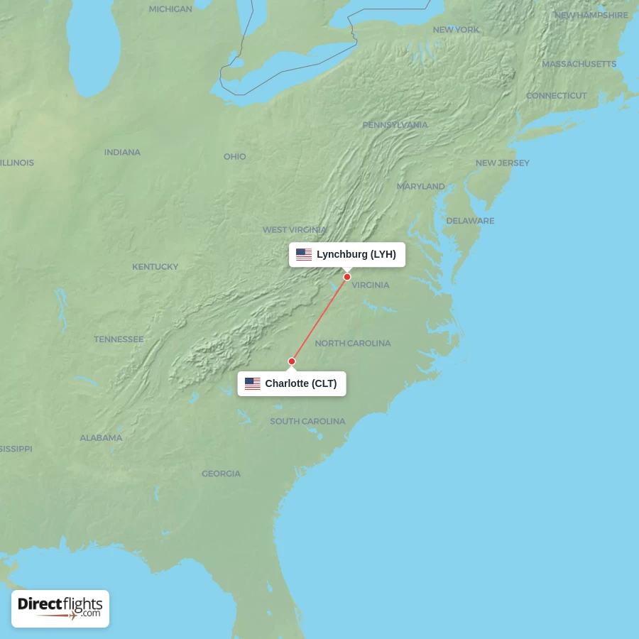LYH - CLT route map