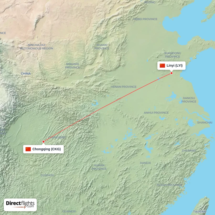 LYI - CKG route map