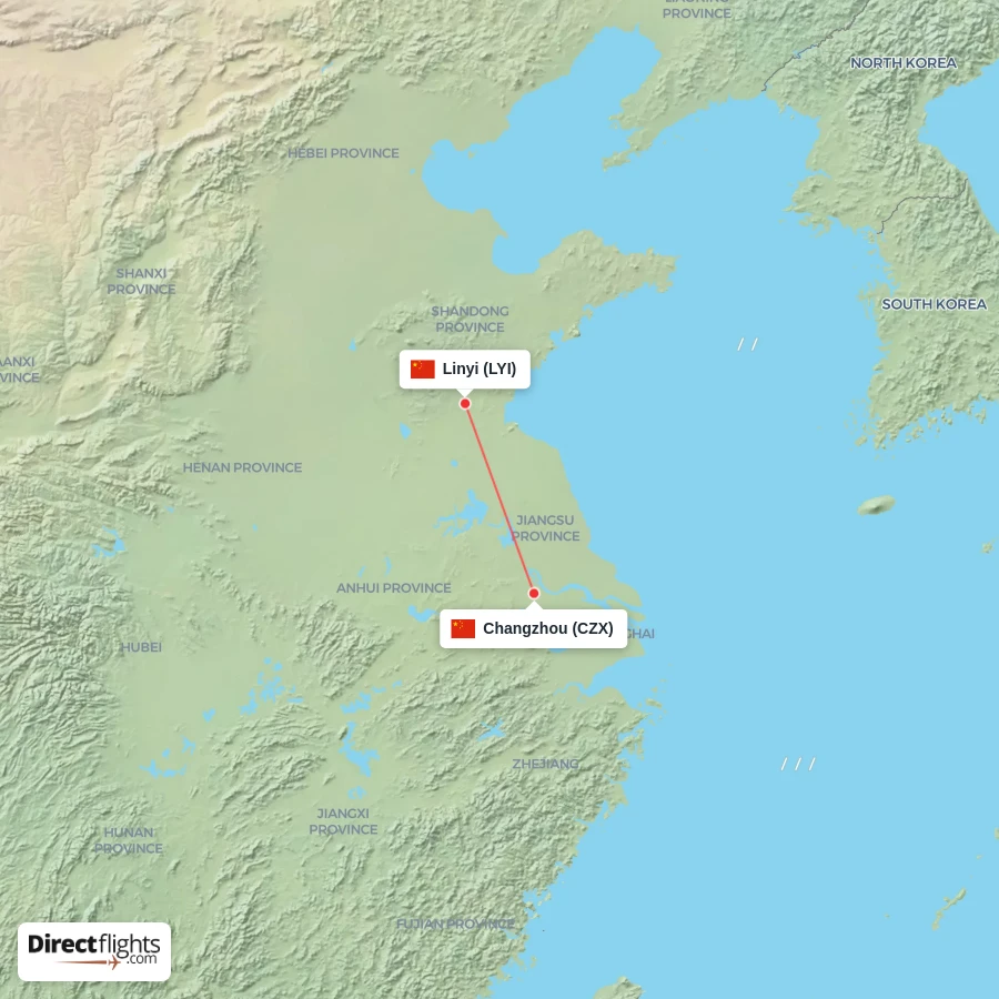 LYI - CZX route map
