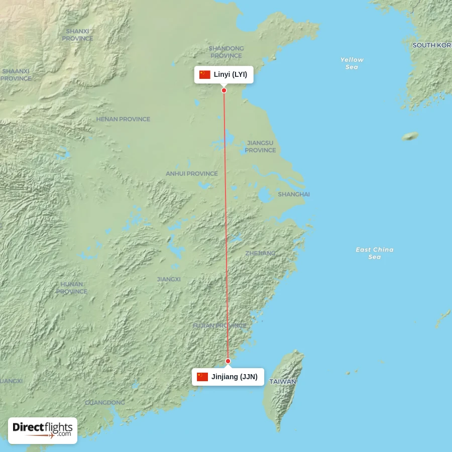 LYI - JJN route map