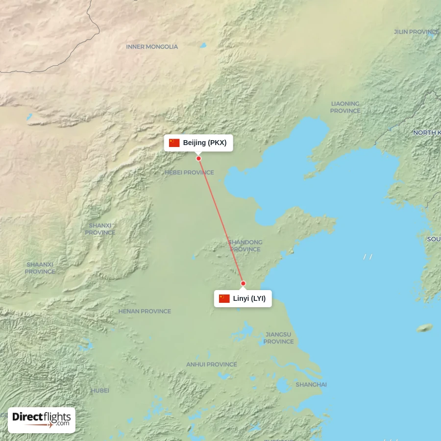 LYI - PKX route map
