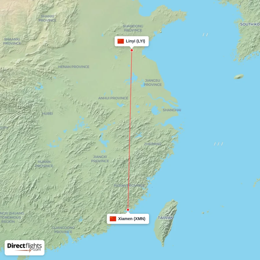LYI - XMN route map