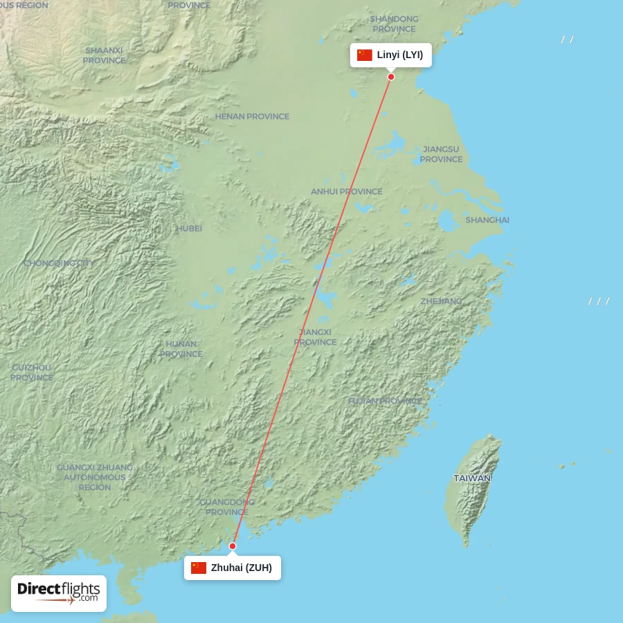 LYI - ZUH route map