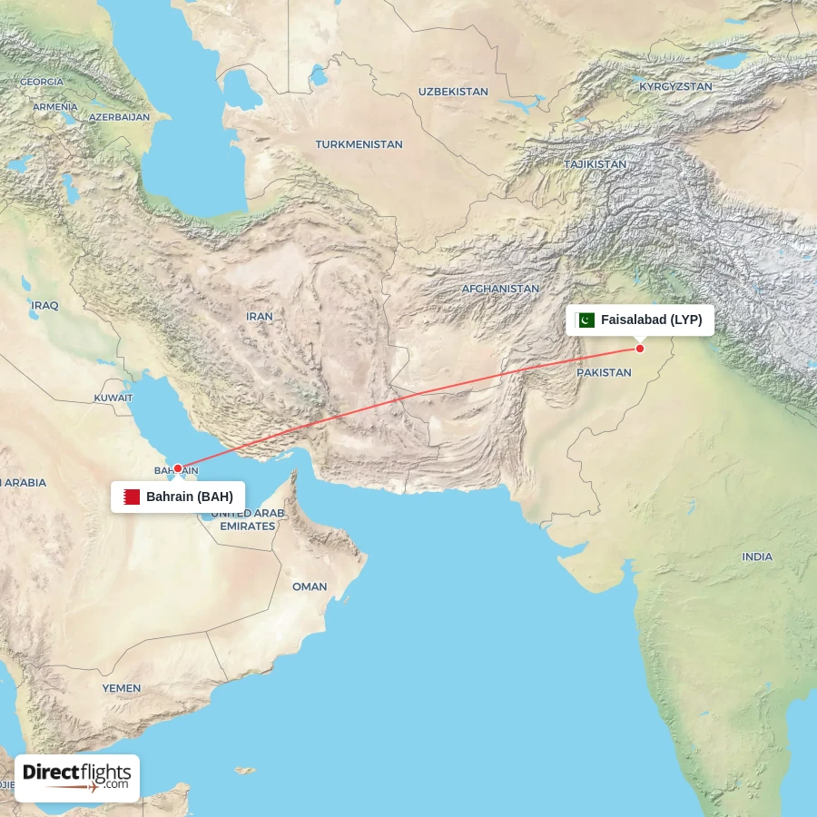LYP - BAH route map
