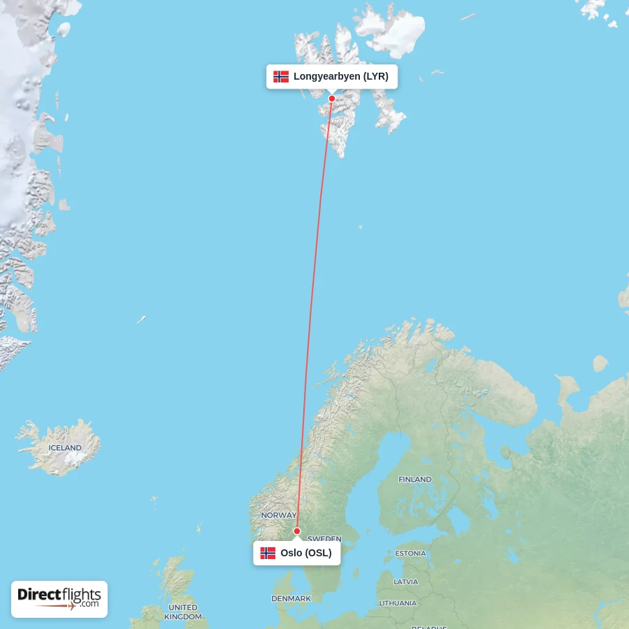 LYR - OSL route map