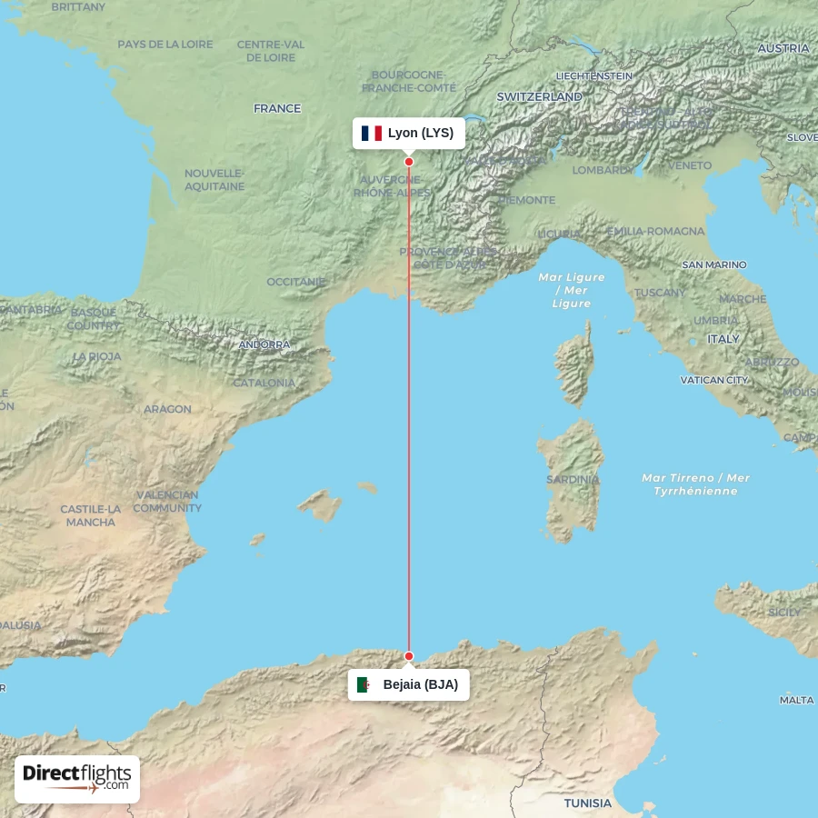 LYS - BJA route map