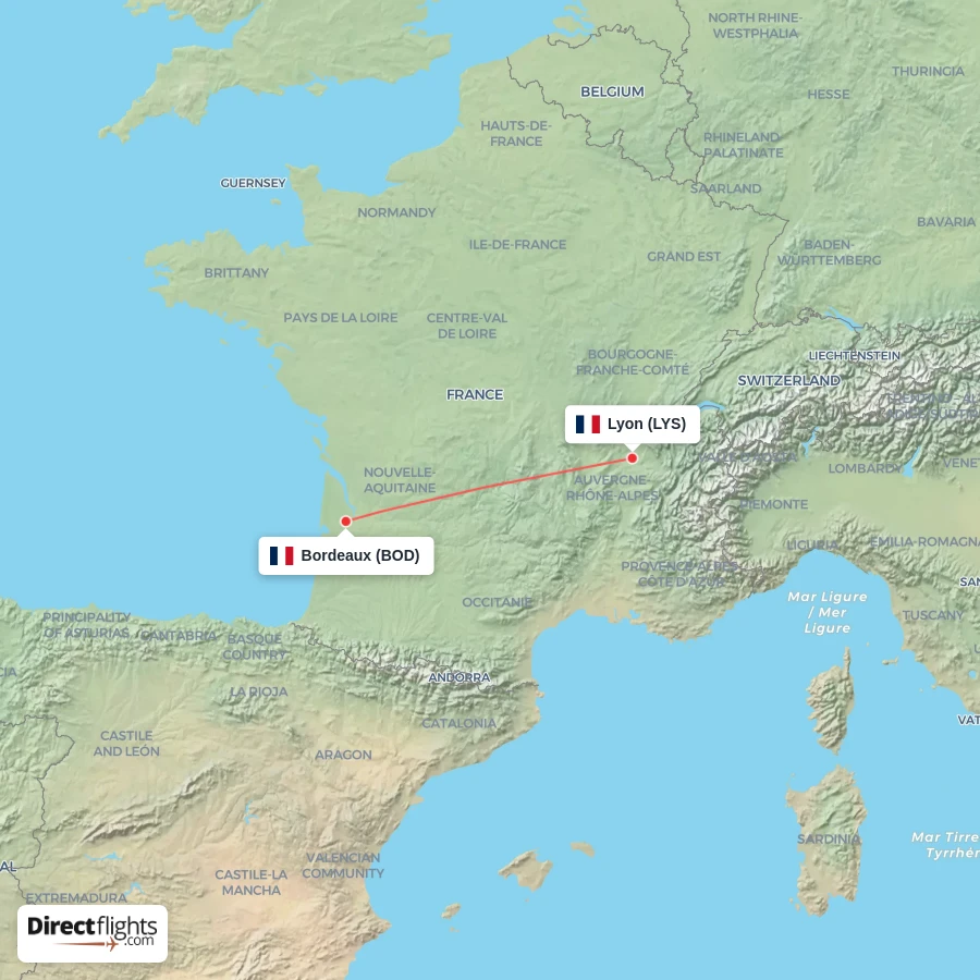 LYS - BOD route map