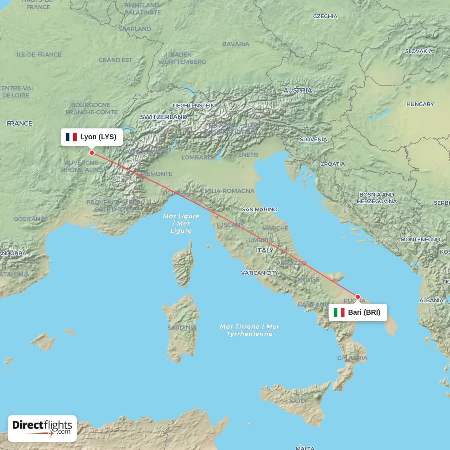 LYS - BRI route map