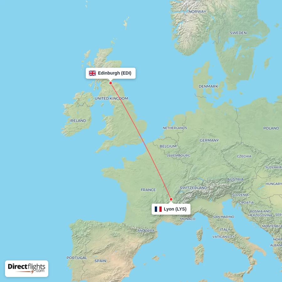 LYS - EDI route map