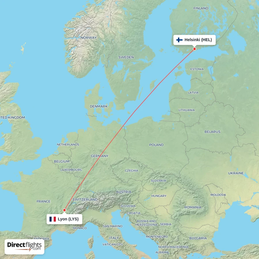 LYS - HEL route map