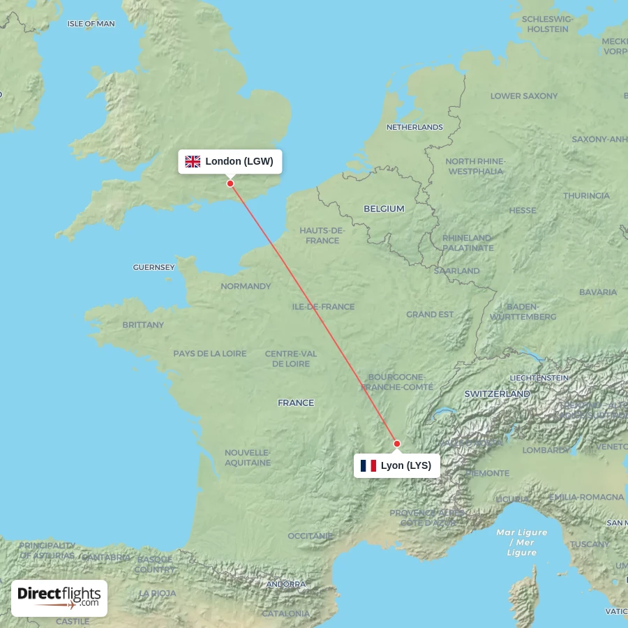 LYS - LGW route map