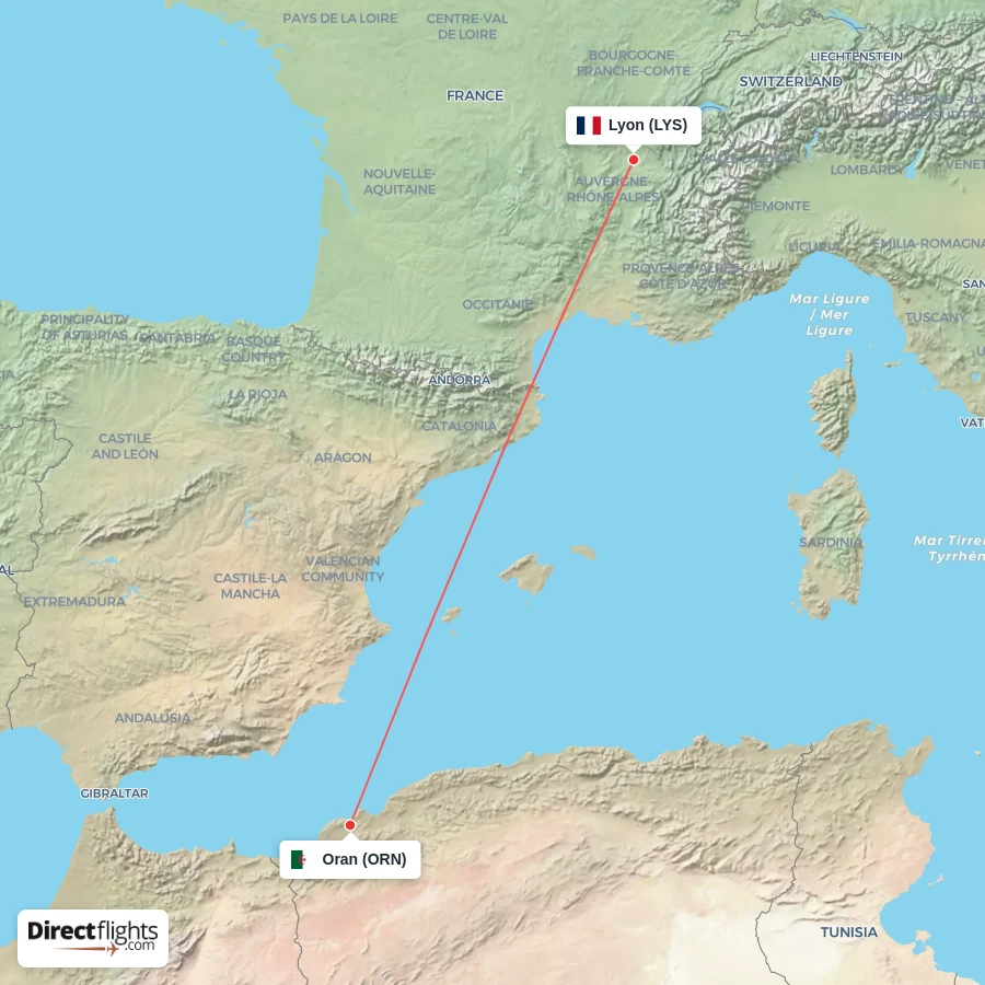 LYS - ORN route map