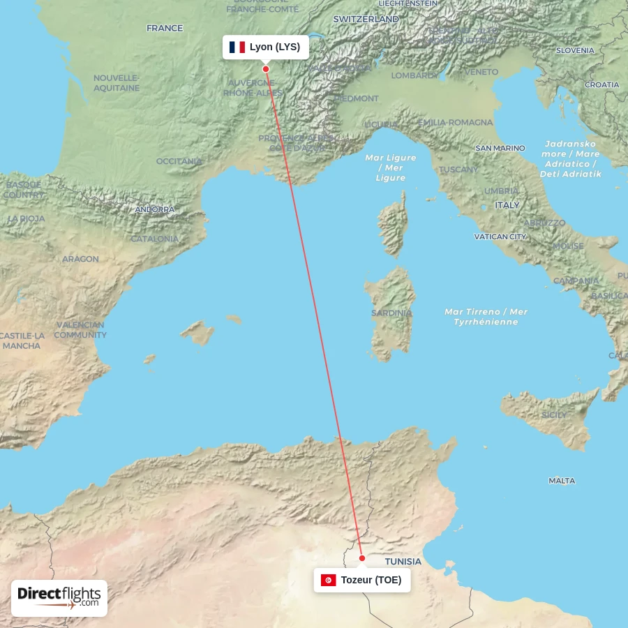 LYS - TOE route map