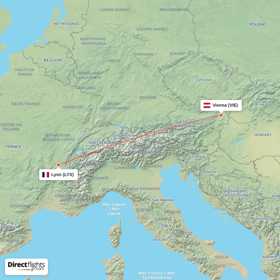 LYS - VIE route map