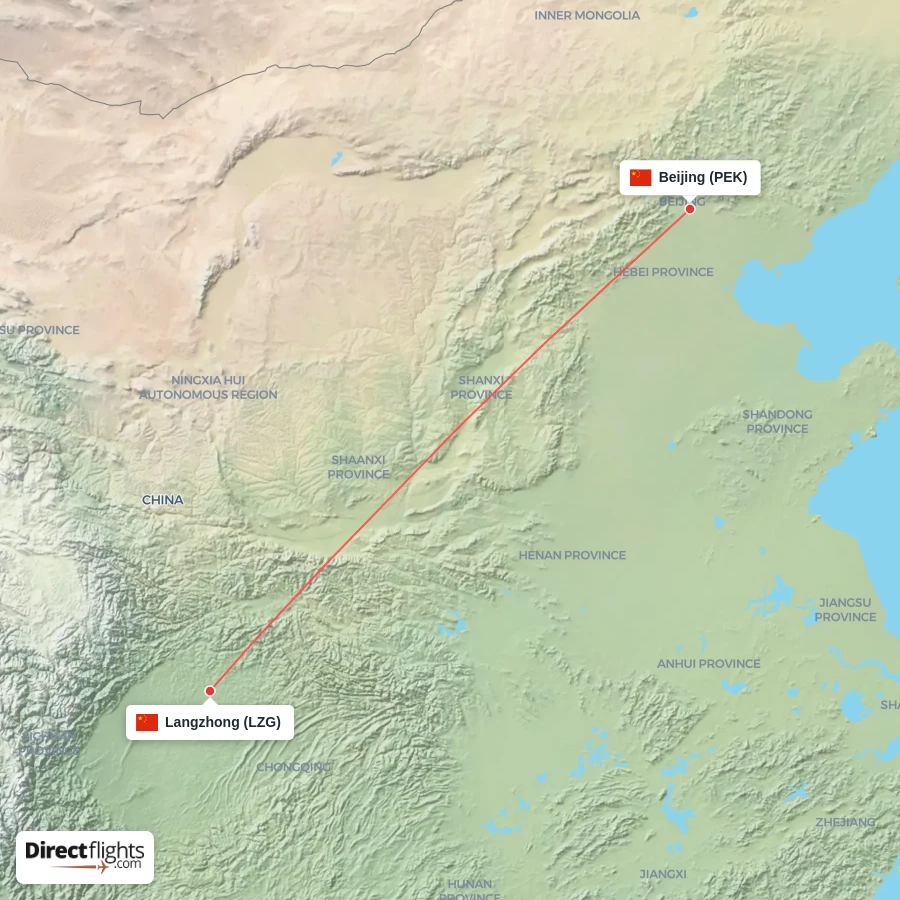 LZG - PEK route map