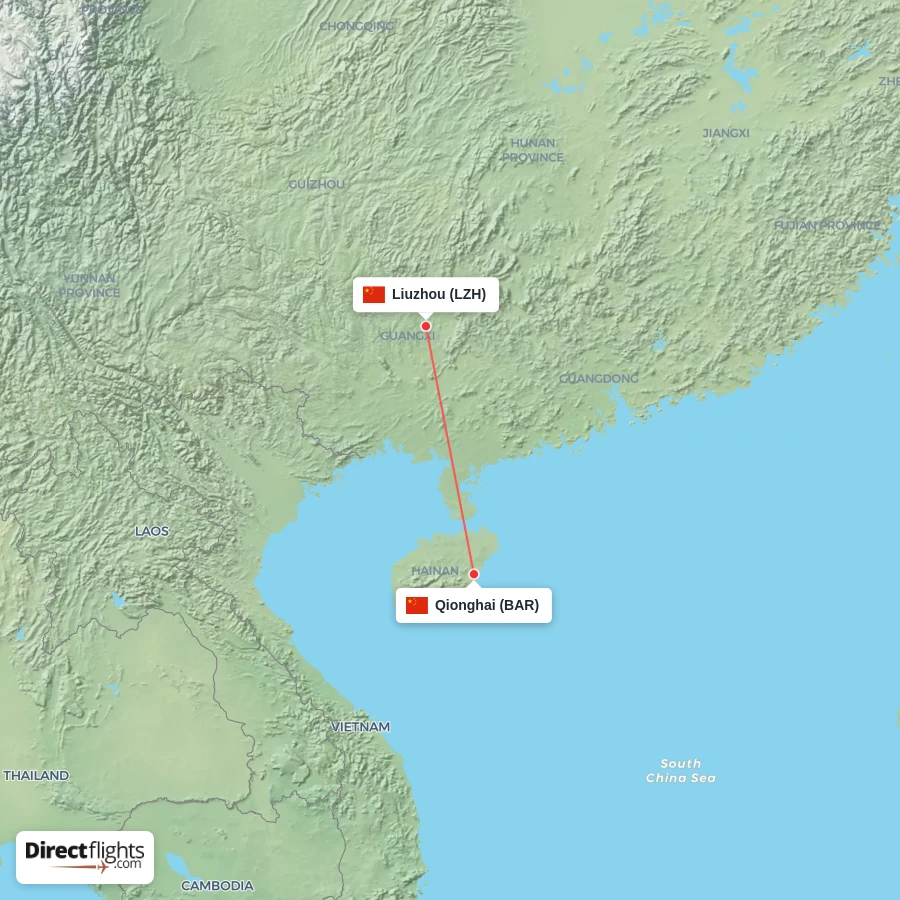 LZH - BAR route map