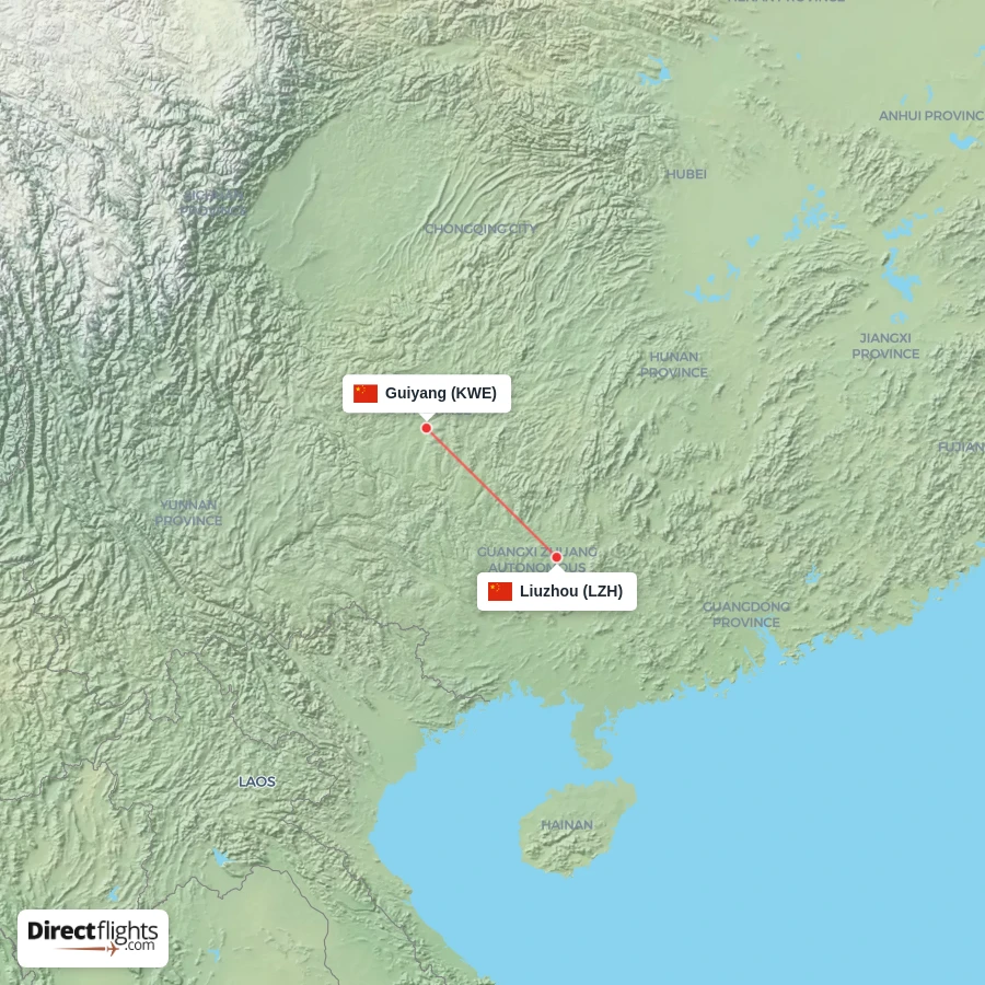 LZH - KWE route map