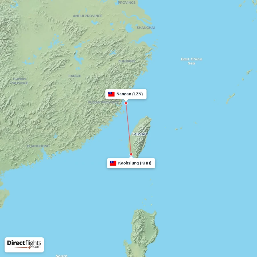 LZN - KHH route map