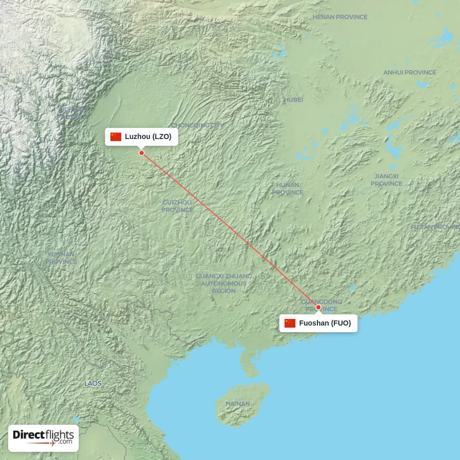 LZO - FUO route map