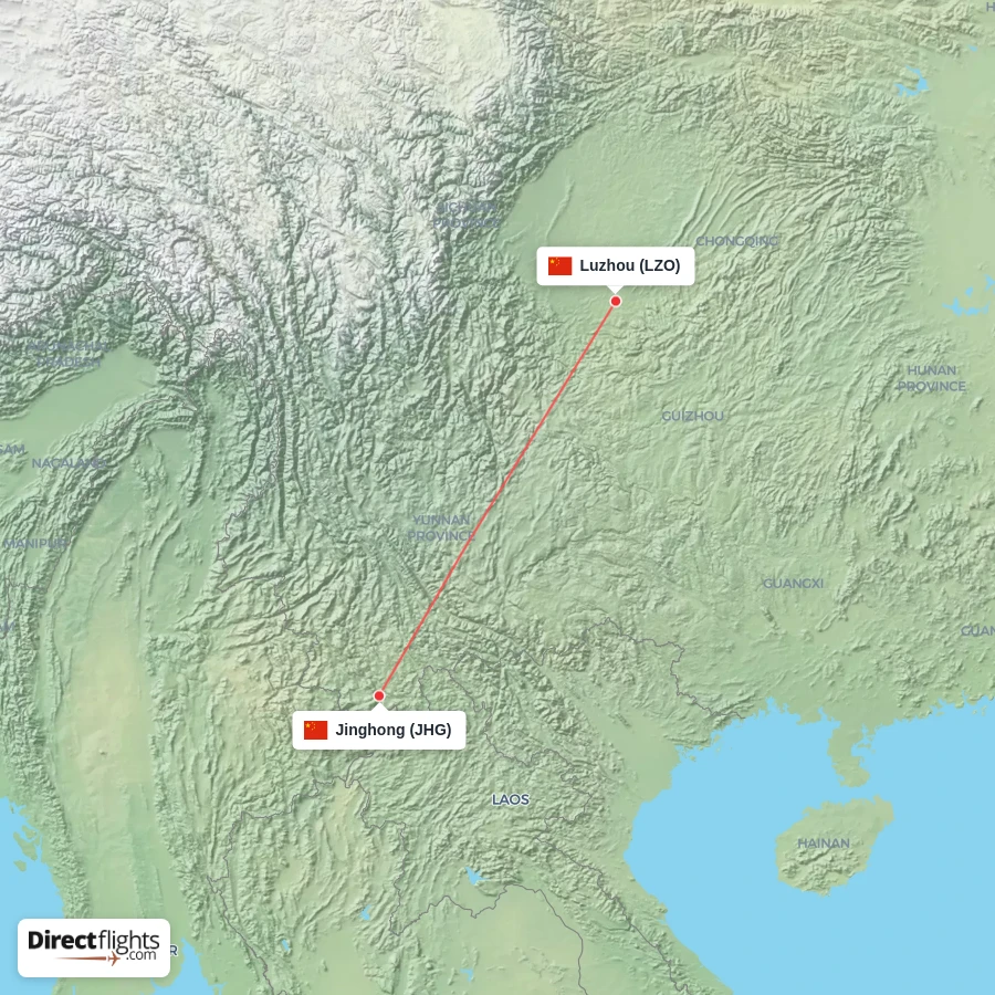 LZO - JHG route map