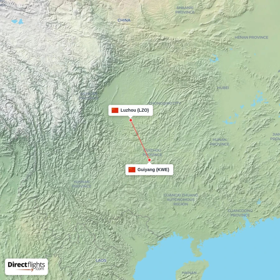 LZO - KWE route map