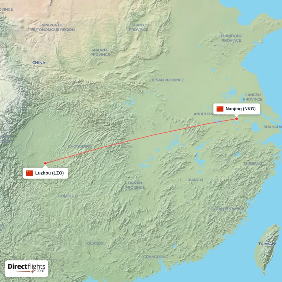 LZO - NKG route map