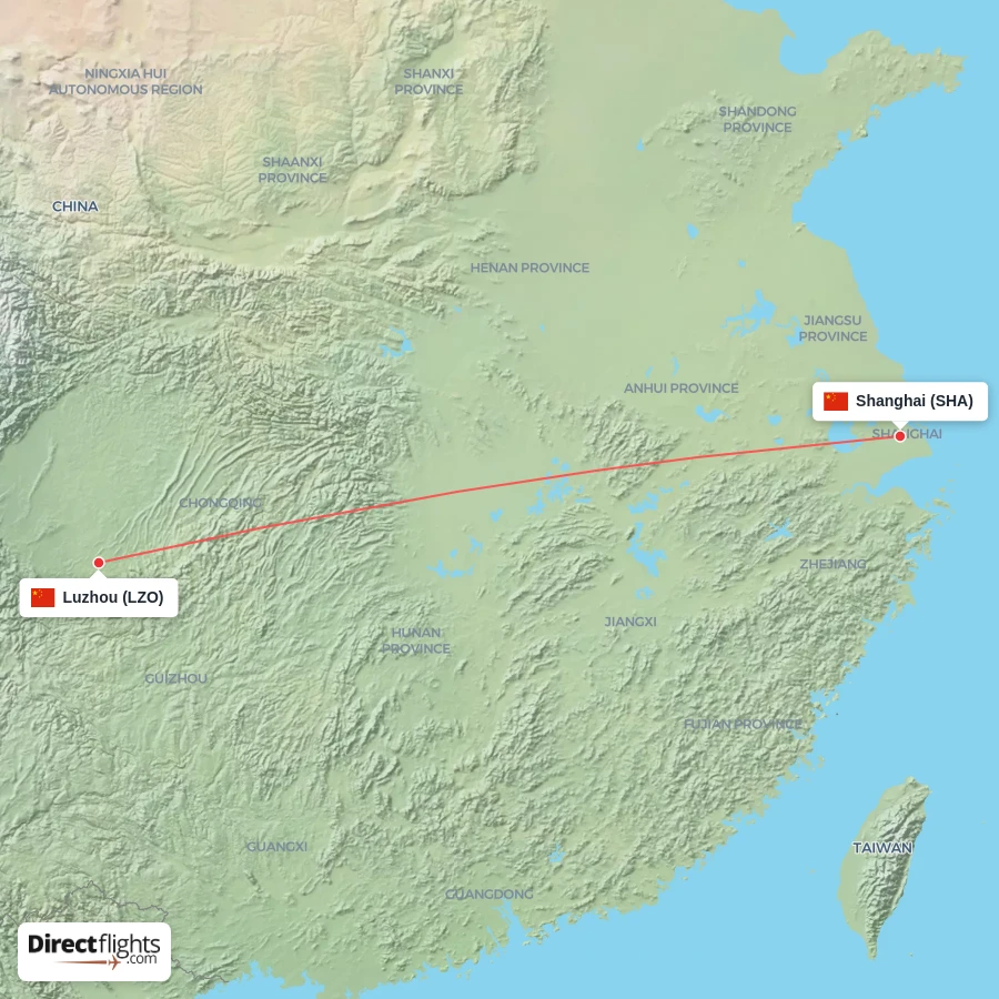 LZO - SHA route map