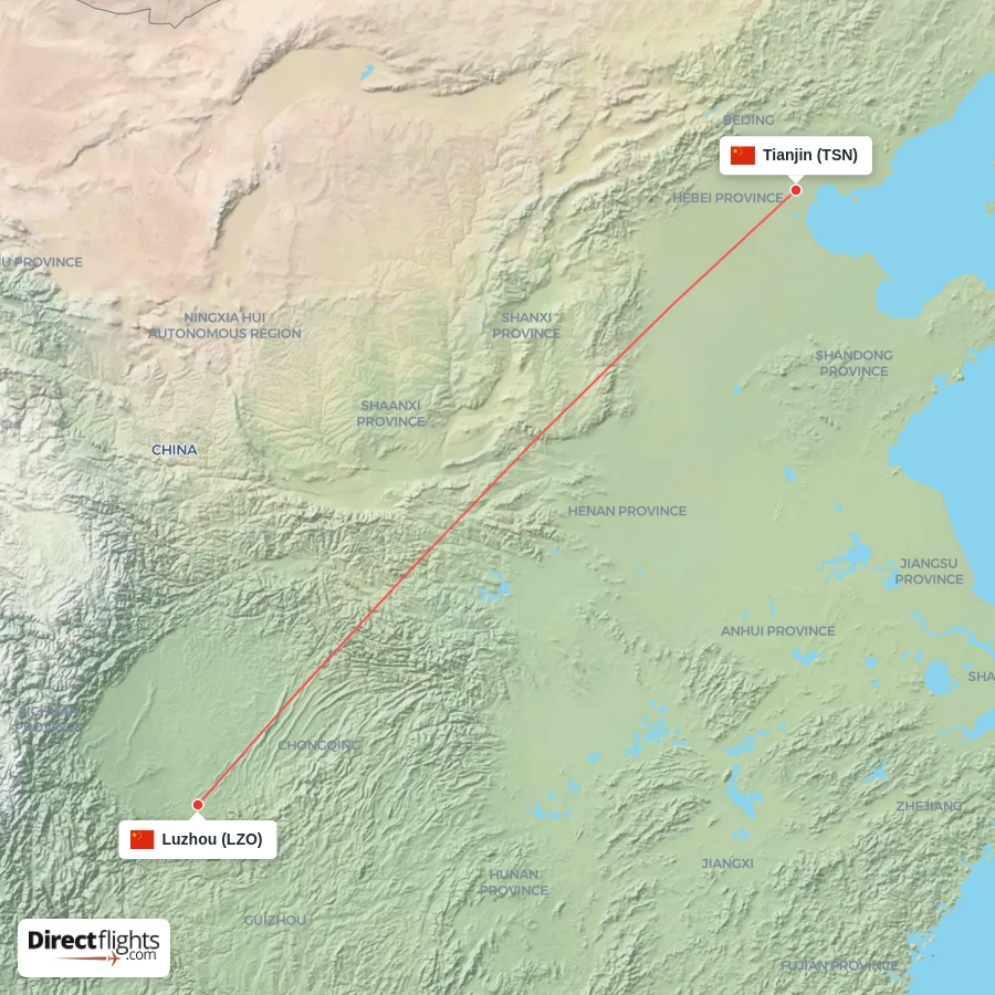 LZO - TSN route map