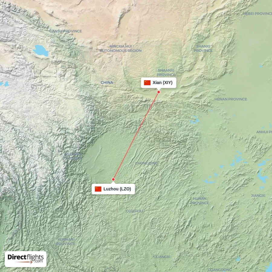 LZO - XIY route map