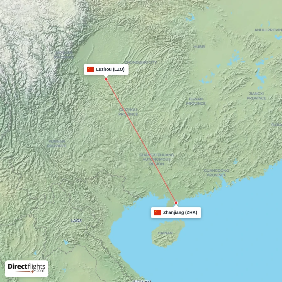 LZO - ZHA route map