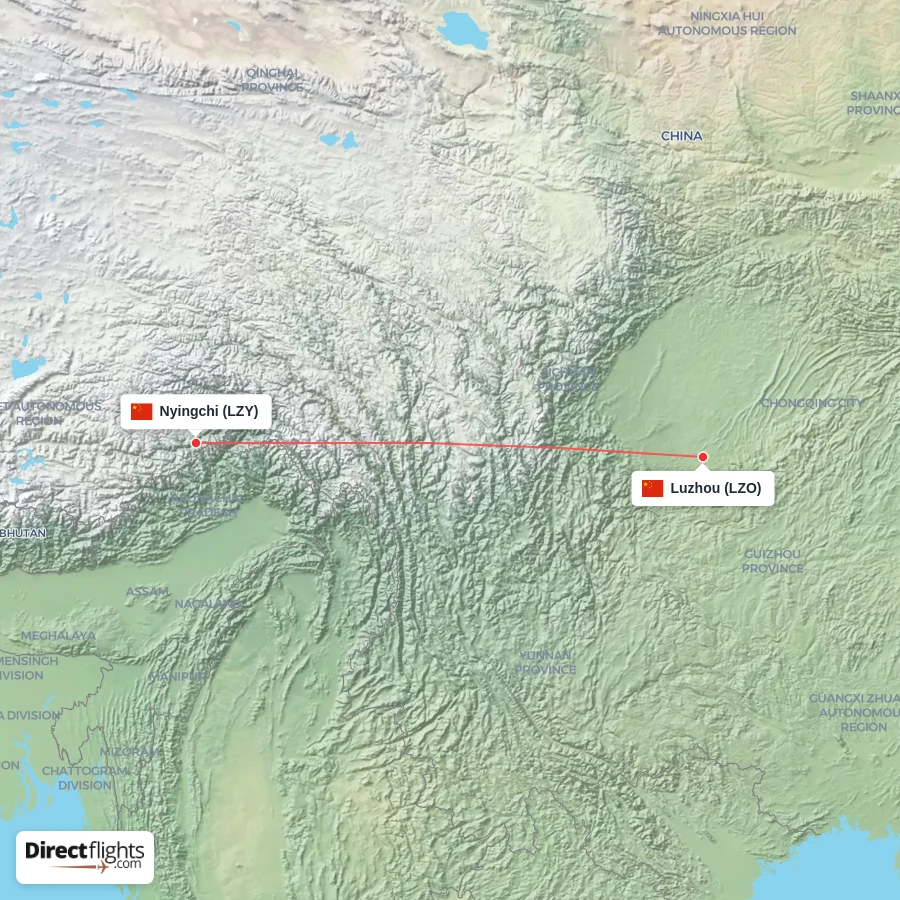 LZY - LZO route map
