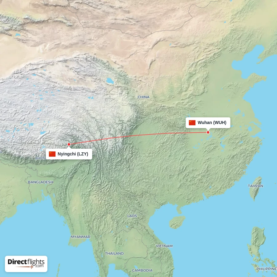 LZY - WUH route map